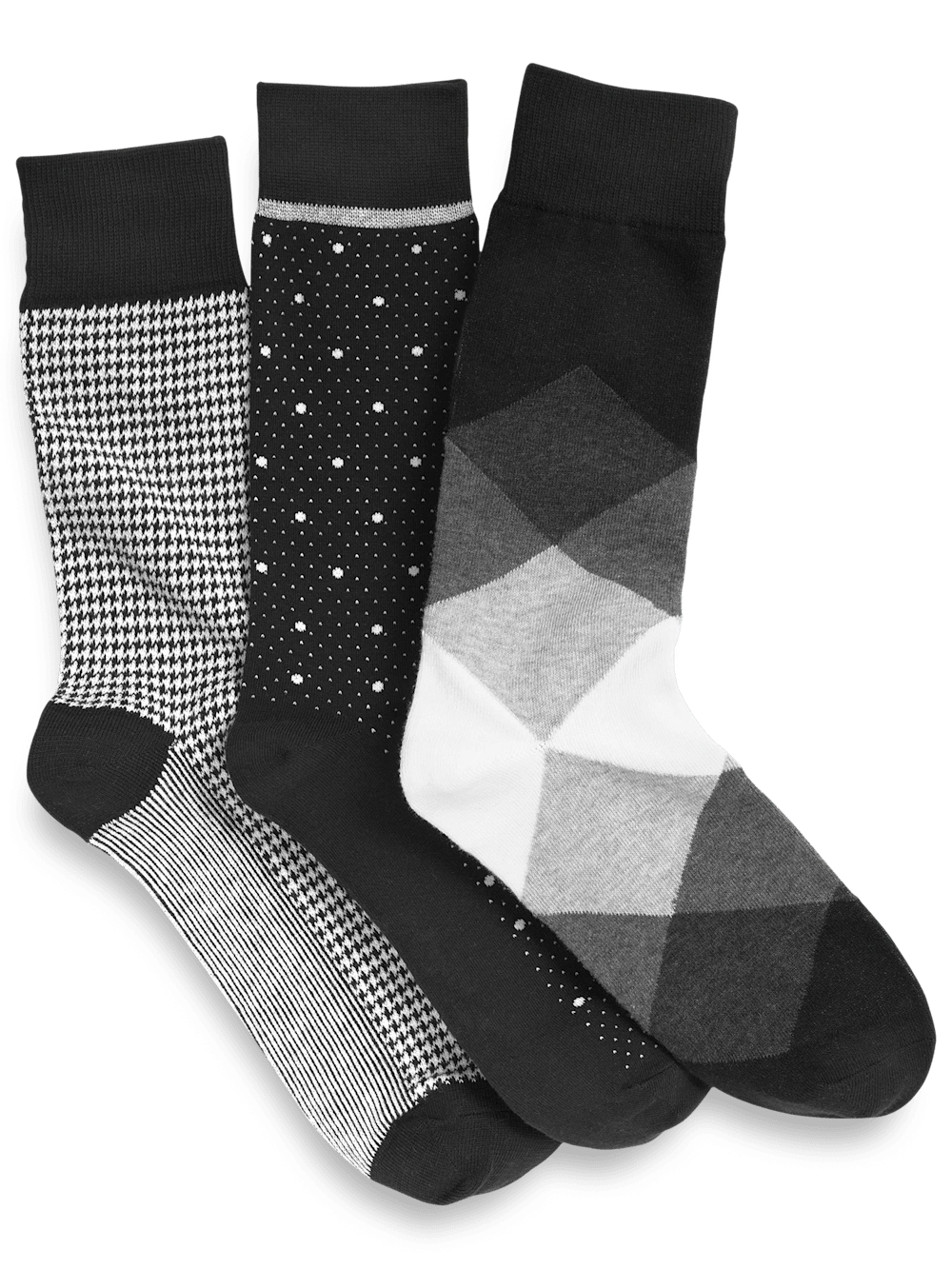 Cozy Feet Trio: Black Multi Cotton Blend Socks - Your Everyday Essentials.